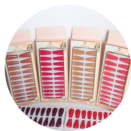 Unhas Postiças Sabrina Sato SP1238 – Pacote com 12 Caixas (Cores Variadas + Adesivo Autocolante)