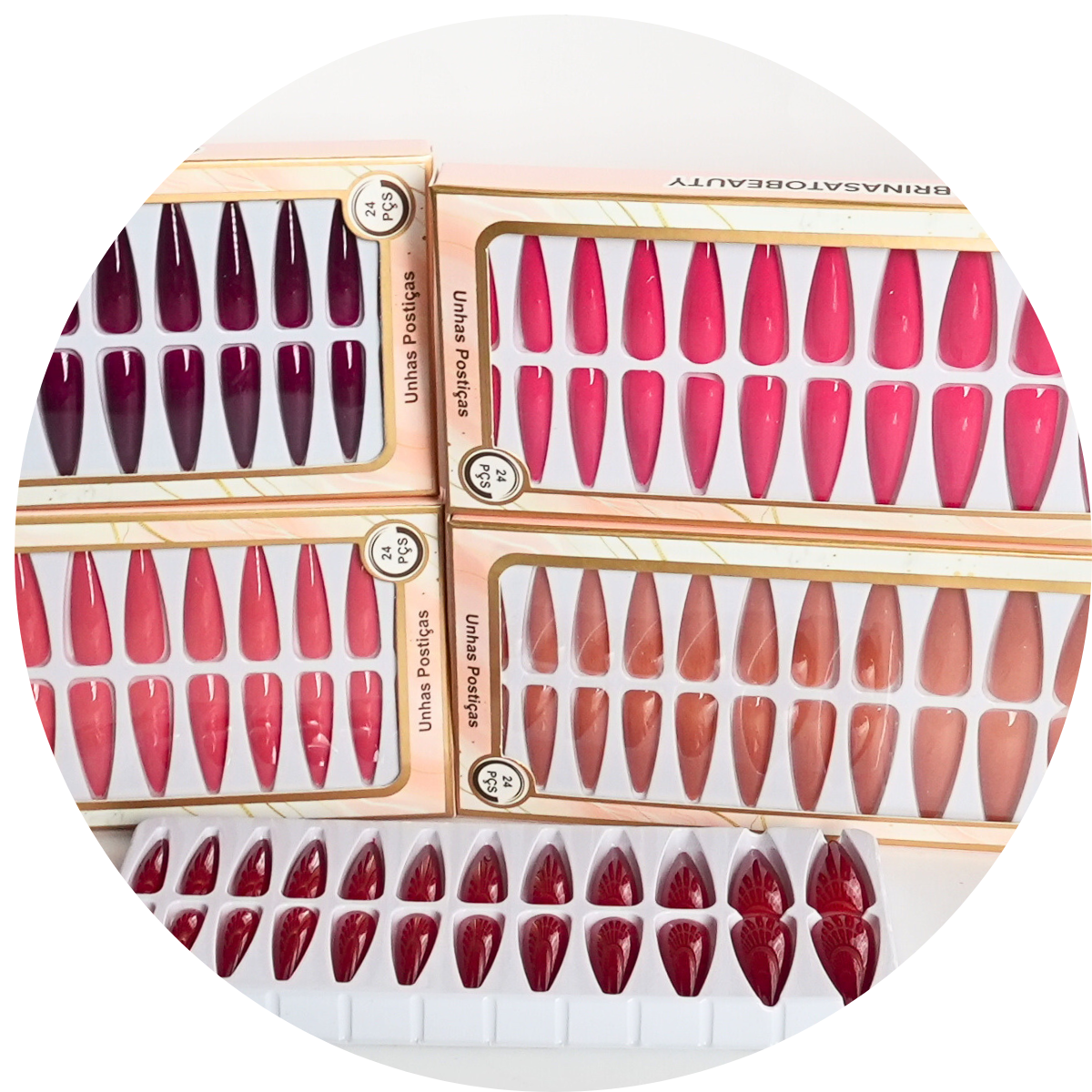 Unhas Postiças Sabrina Sato SP1239 – Pacote com 12 Caixas – Cores Variadas