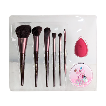 Kit Pincéis de Maquiagem Sabrina Sato com Esponja e Espelho – 8 Peças - SP142
