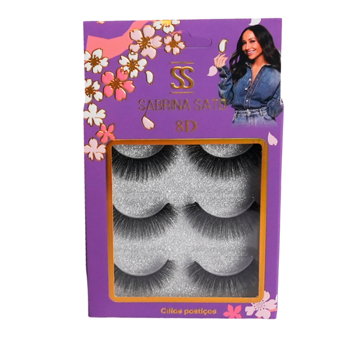 Cílios Postiços Sabrina Sato 8D – Caixa com 3 Pares – Pacote com 12 Caixas SS3107
