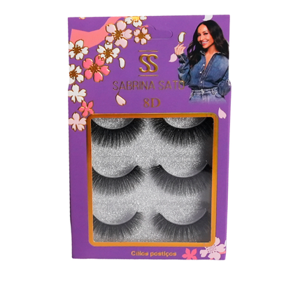 Cílios Postiços Sabrina Sato 8D – Caixa com 3 Pares – Pacote com 12 Caixas SS3107