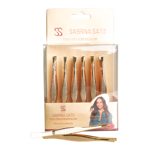 Pinça para Sobrancelhas em Metal Dourado – Sabrina Sato – SP7005 (Box com 24 unidades)