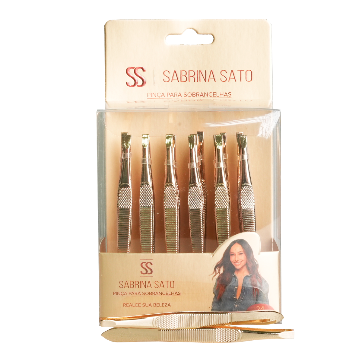 Pinça para Sobrancelha em Metal Dourado SP7006 – Sabrina Sato – Box com 24 Peças