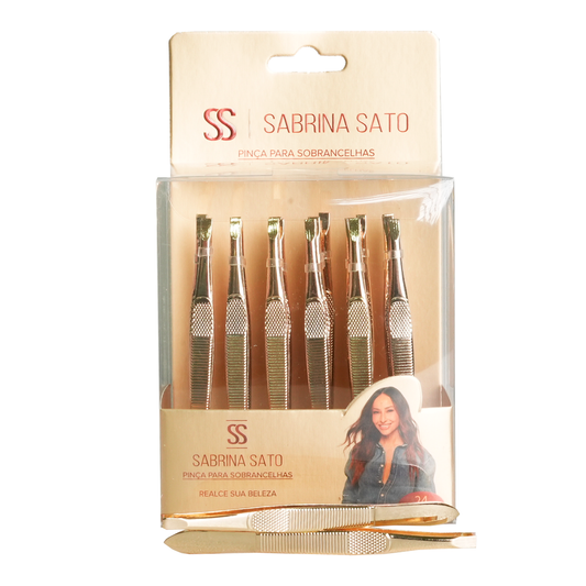 Pinça para Sobrancelha em Metal Dourado SP7006 – Sabrina Sato – Box com 24 Peças
