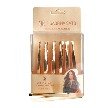 Pinça para Sobrancelhas em Metal Dourado – SP7008 – Box com 24 Peças