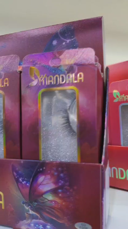 Cílios Postiços Mandala 6D – Box Expositor Holográfico Preto com 12 Caixinhas Individuais – MM2005